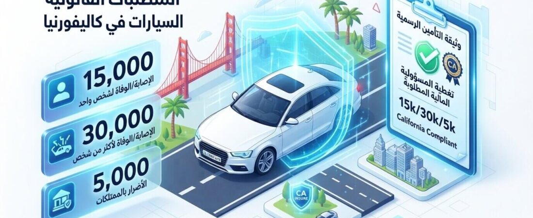 تأمين السيارات في كاليفورنيا 2026 والحد الأدنى المطلوب قانوناً 🛡️