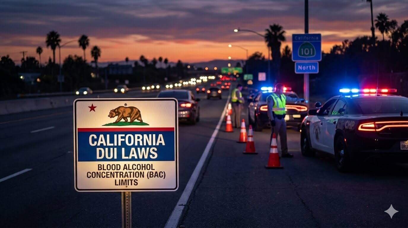 قوانين القيادة تحت تأثير DUI في كاليفورنيا 2026 ونسبة الكحول BAC ⚖️