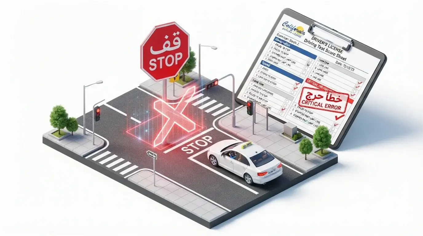 أخطاء حرجة تسبب رسوب فوري في امتحان القيادة العملي كاليفورنيا 2026