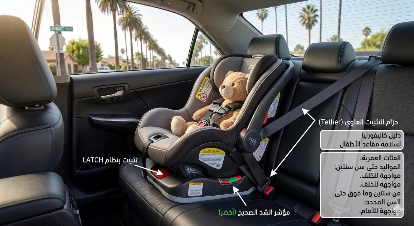 قوانين مقاعد أمان الأطفال ومخاطر السيارات الساخنة في DMV كاليفورنيا