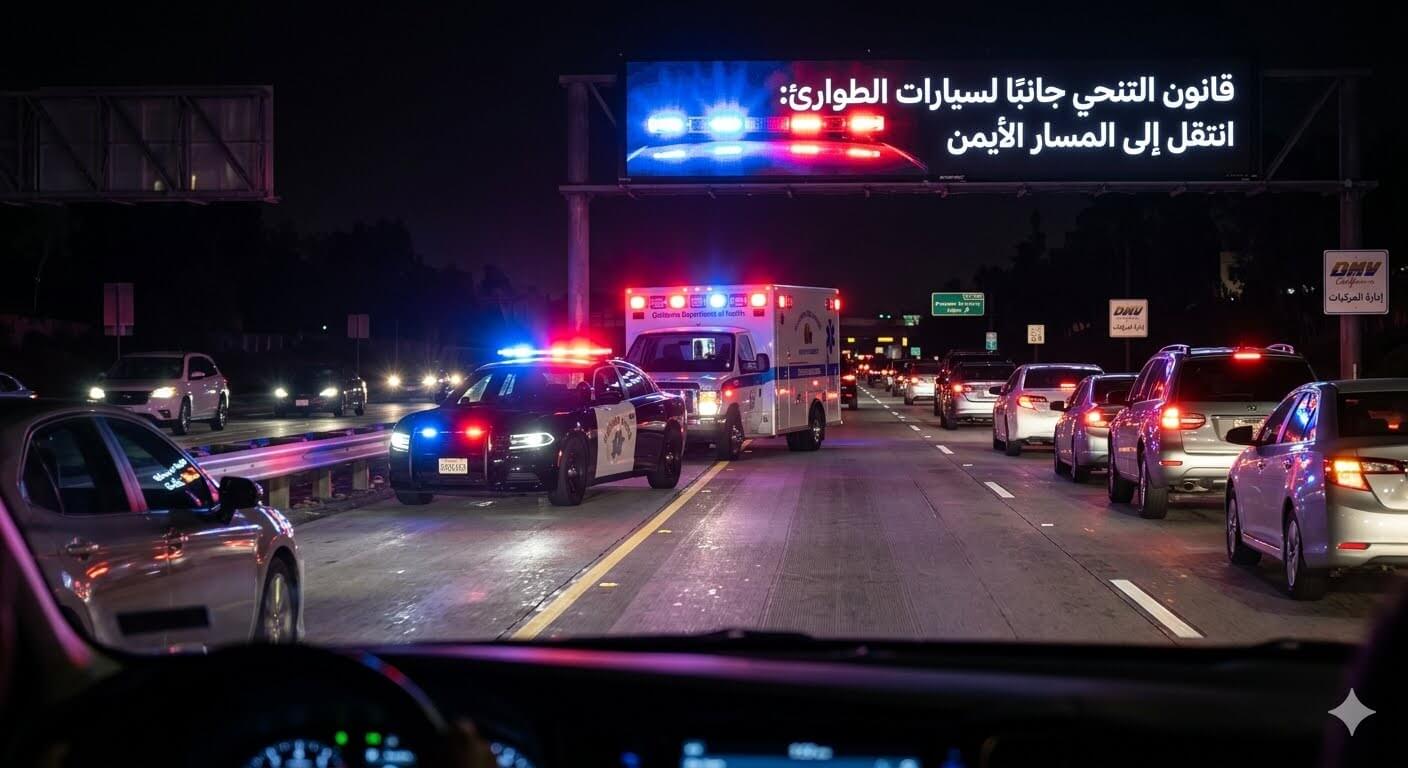 قانون التنحي جانبًا لسيارات الطوارئ في DMV كاليفورنيا