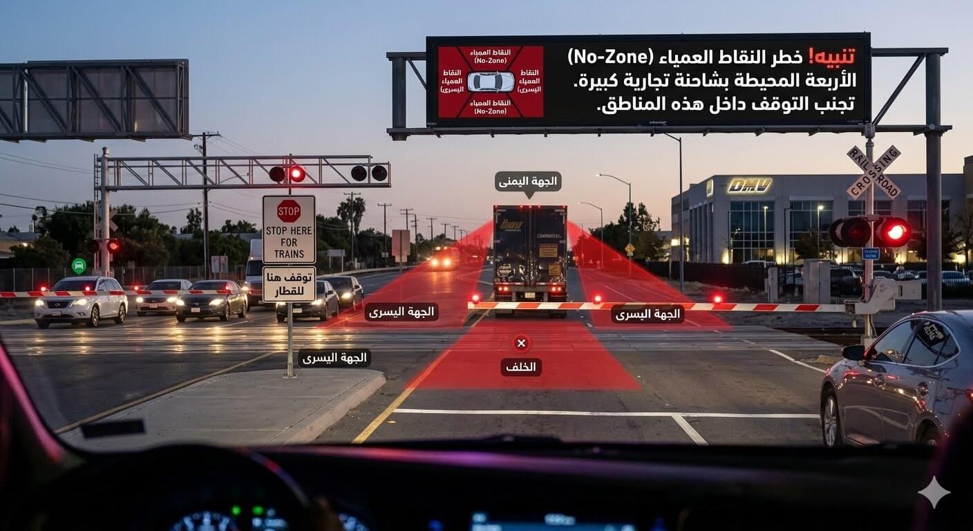قواعد الأمان والتوقف عند تقاطعات السكك الحديدية في DMV كاليفورنيا
