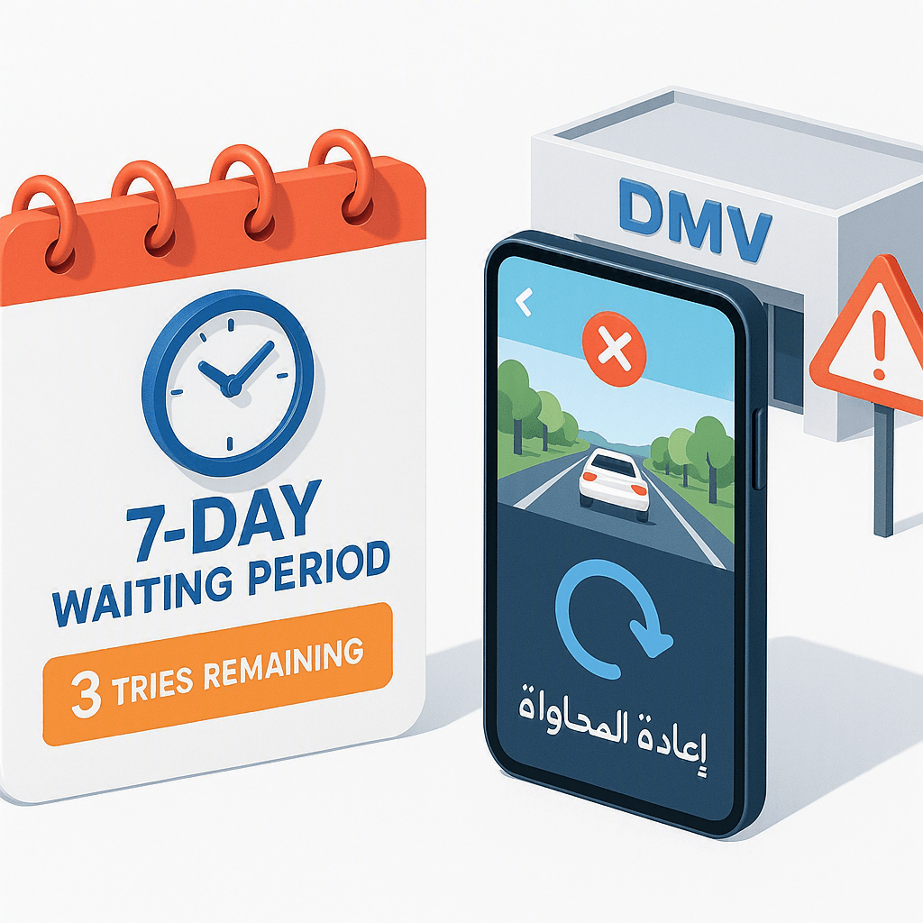 الرسوب في الامتحان النظري لـ DMV في كاليفورنيا لعام 2026: دليل شامل لشروط إعادة الاختبار