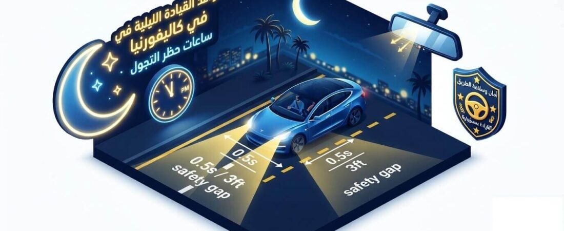 قواعد القيادة الليلية الآمنة للمبتدئين في كاليفورنيا 2026