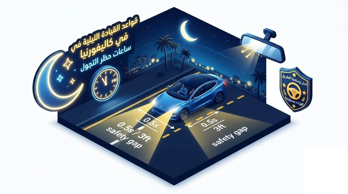 قواعد القيادة الليلية الآمنة للمبتدئين في كاليفورنيا 2026