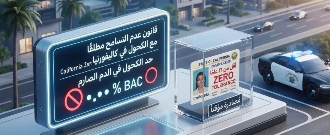 قانون التسامح الصفرى (Zero Tolerance) لكحول القيادة تحت سن 21 بكاليفورنيا 2026