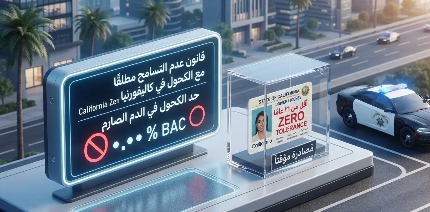 قانون التسامح الصفرى (Zero Tolerance) لكحول القيادة تحت سن 21 بكاليفورنيا 2026