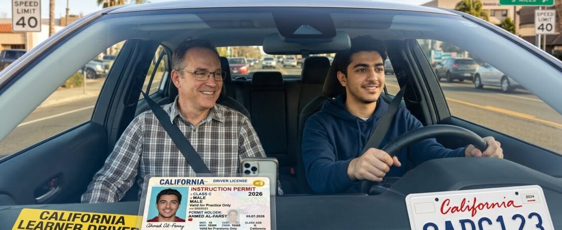 شروط القيادة باستخدام تصريح التعلم المؤقت (Learner’s Permit) في كاليفورنيا لعام 2026 | دليل شامل