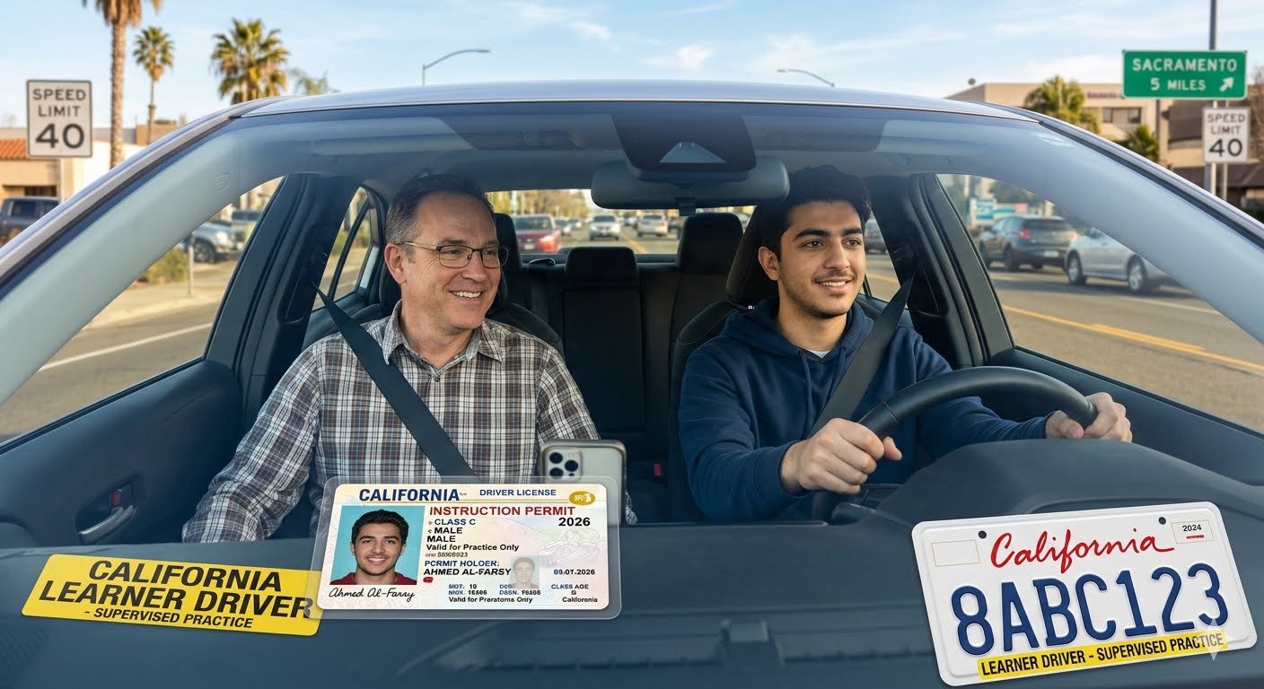 شروط القيادة باستخدام تصريح التعلم المؤقت (Learner’s Permit) في كاليفورنيا لعام 2026 | دليل شامل