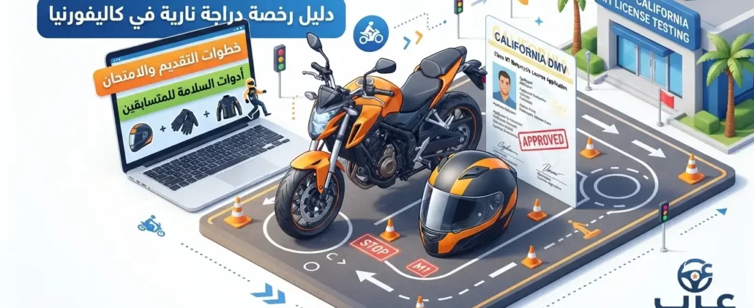 خطوات استخراج رخصة قيادة الدراجات النارية في كاليفورنيا والامتحانات 2026 الشامل.