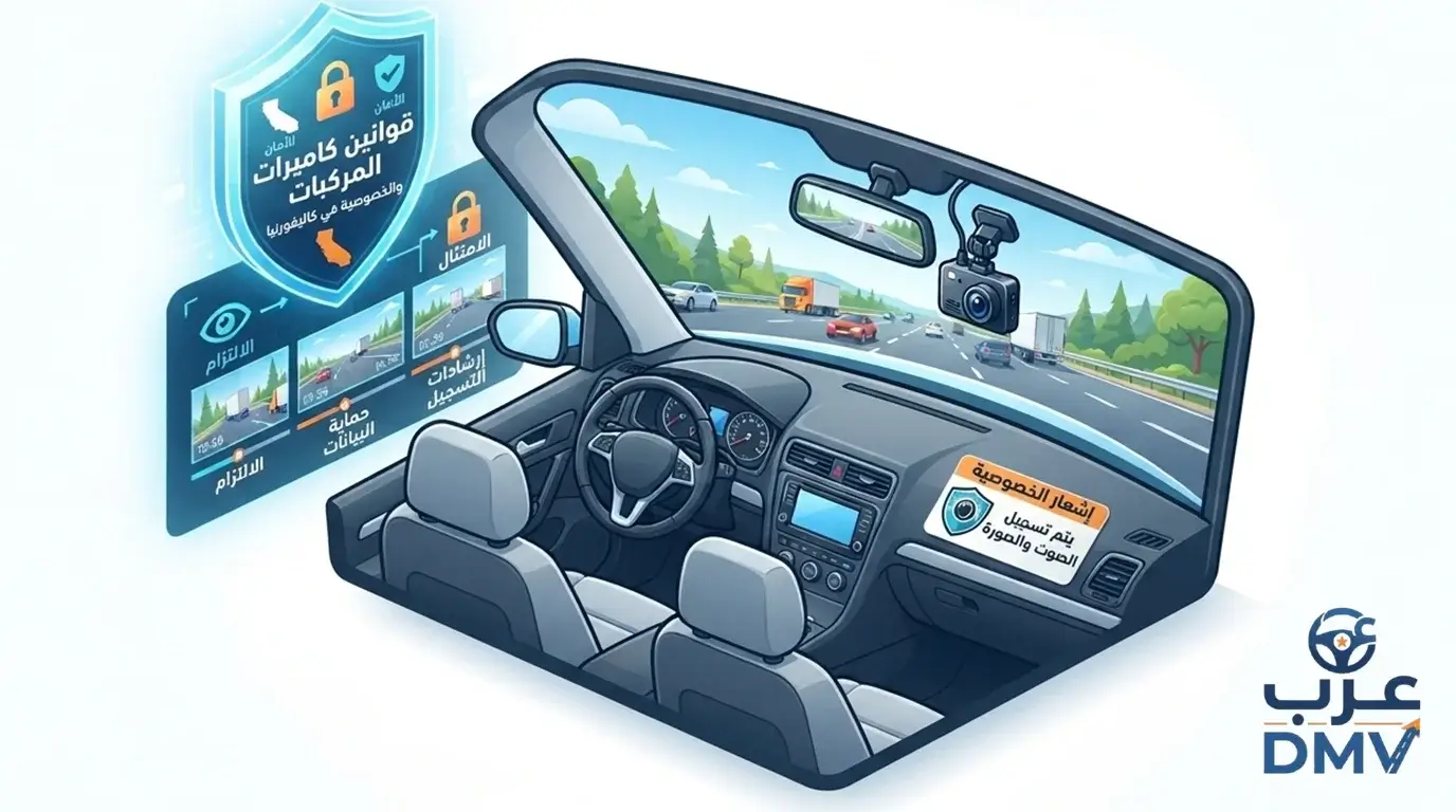 شروط تركيب كاميرات التابلوه (Dash Cam) في كاليفورنيا 2026