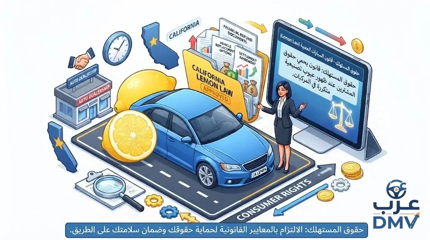 قانون الليمون في كاليفورنيا: حقوقك القانونية عند شراء سيارة معيبة 2026