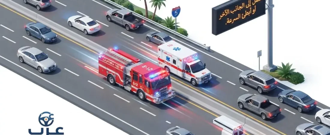 قانون إخلاء الطريق لسيارات الطوارئ (Move Over Law) في كاليفورنيا 2026