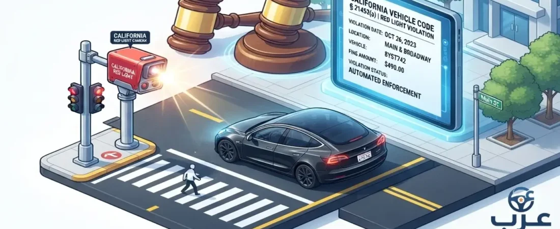 قوانين كاميرات الإشارة الحمراء (Red Light Cameras) في كاليفورنيا 2026 دليل شامل