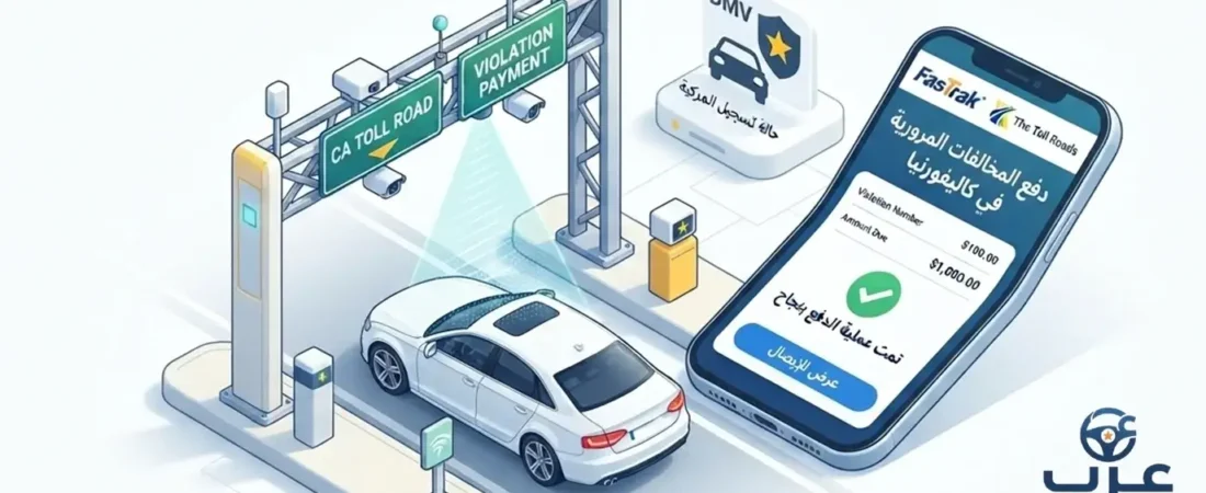 كيفية دفع وفحص مخالفات الطرق المدفوعة (Toll Roads) في كاليفورنيا أونلاين 2026