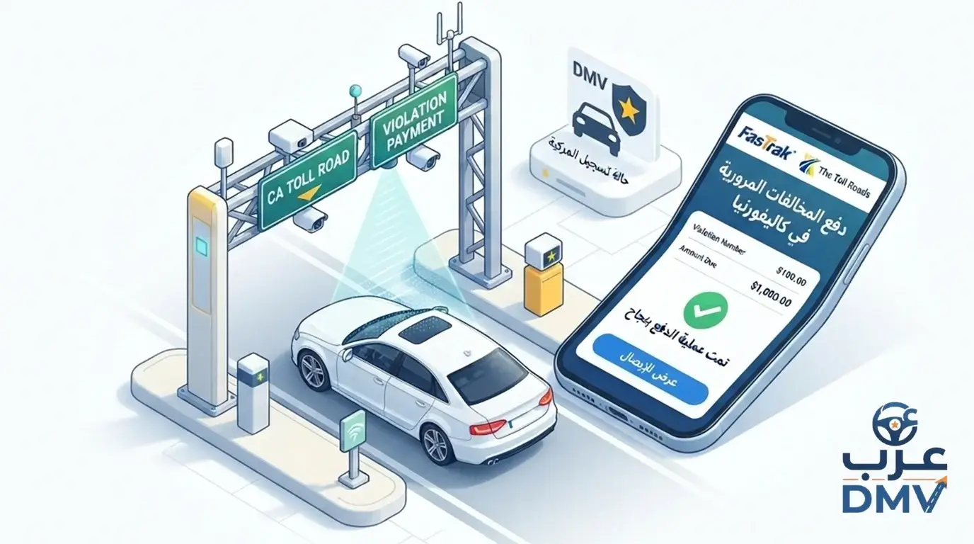 كيفية دفع وفحص مخالفات الطرق المدفوعة (Toll Roads) في كاليفورنيا أونلاين 2026