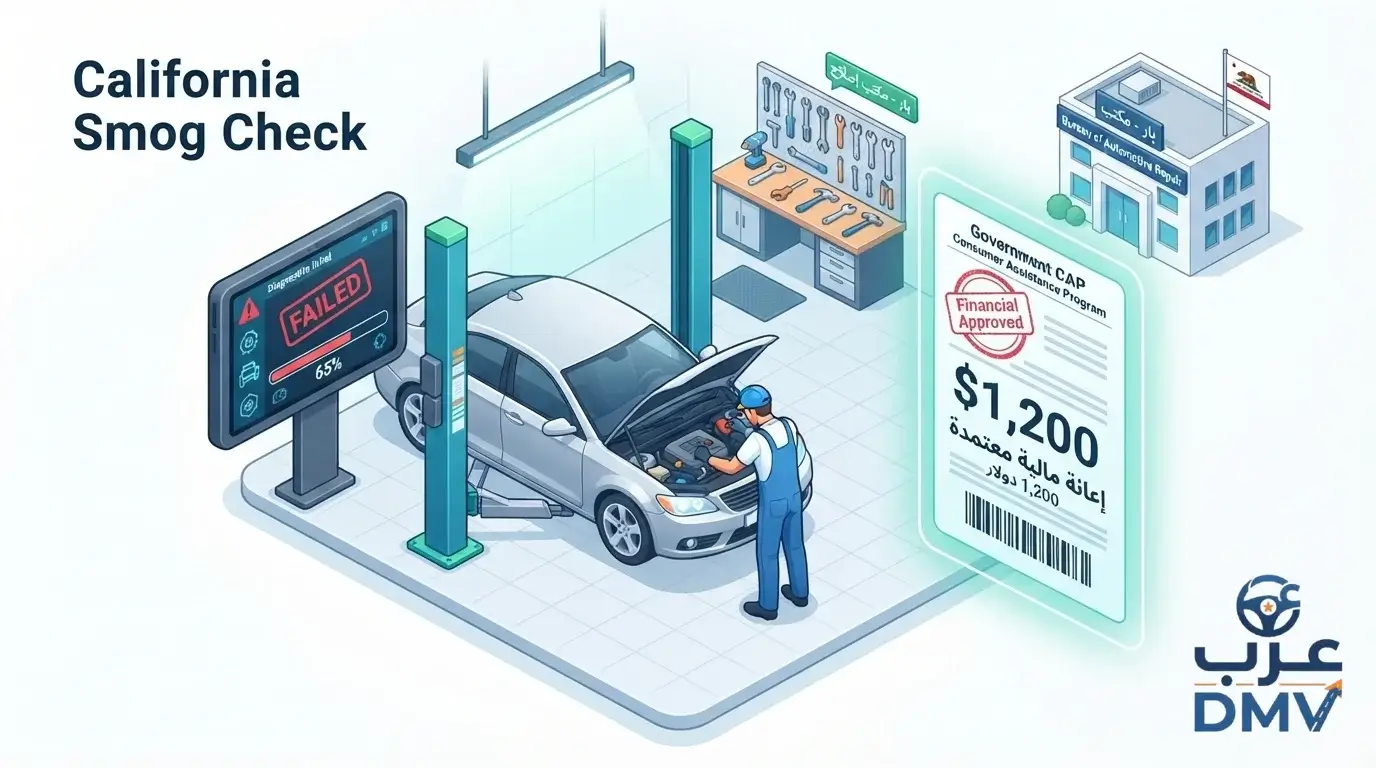 ماذا تفعل إذا فشلت سيارتك في فحص Smog Check بكاليفورنيا؟ دليل 2026